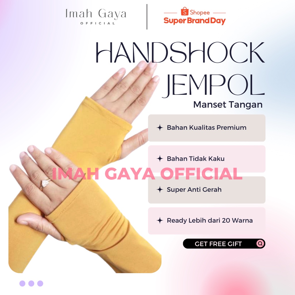 Handshock Jempol Bahan Rayon Premium Lembut All Size Polos Spandek Manset Tangan