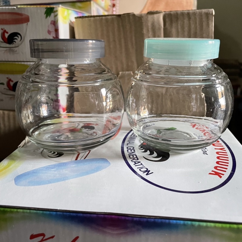 Tempat Bumbu Kaca + Tutup Garis/Toples Bumbu/Tempat Bumbu Estetik