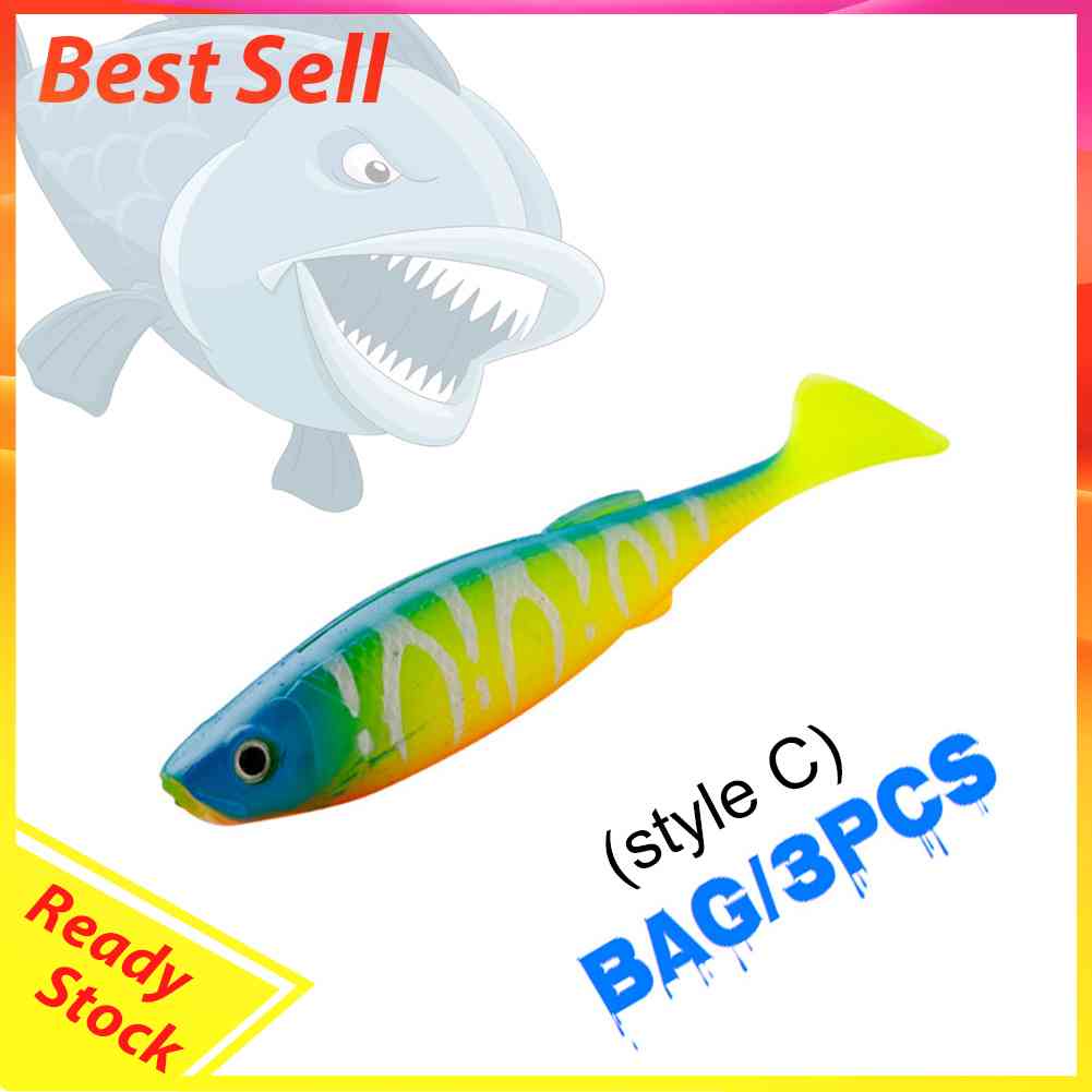 3pcs Soft Fish Bait Artificial T Tail Wobblers 100mm 11.5g Minnow Fishing Lure