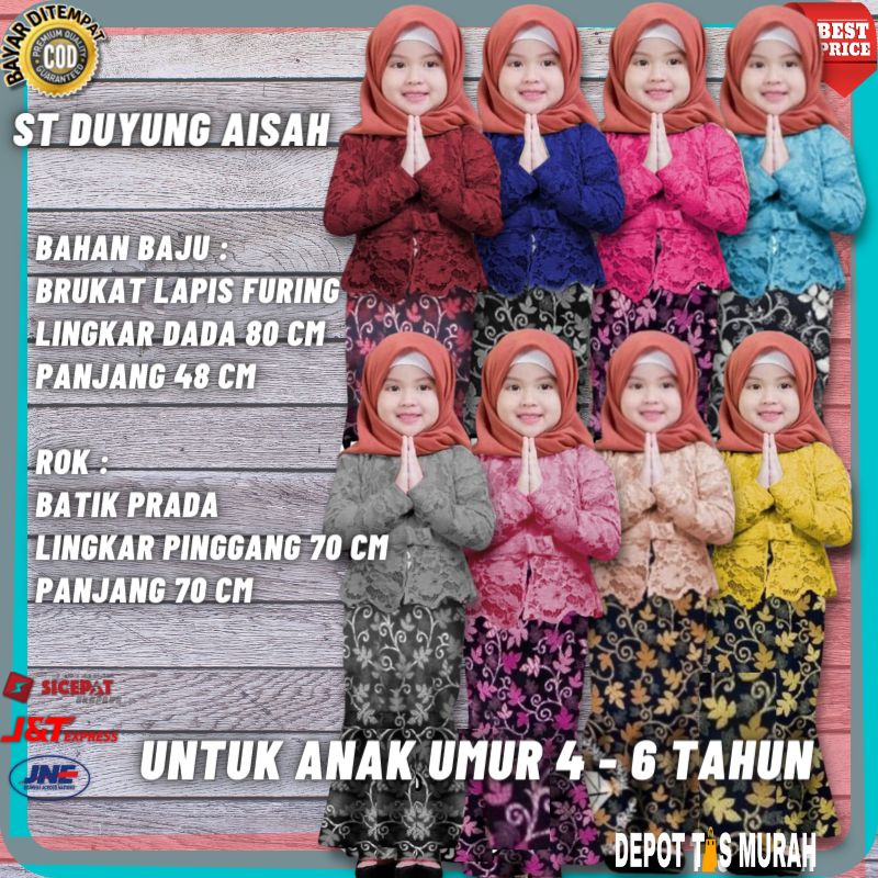 St Setelan Stelan Set Baju Muslim Modis Aisah Batik Kids Anak Perempuan Cewek Terlaris 4 5 6 Tahun
