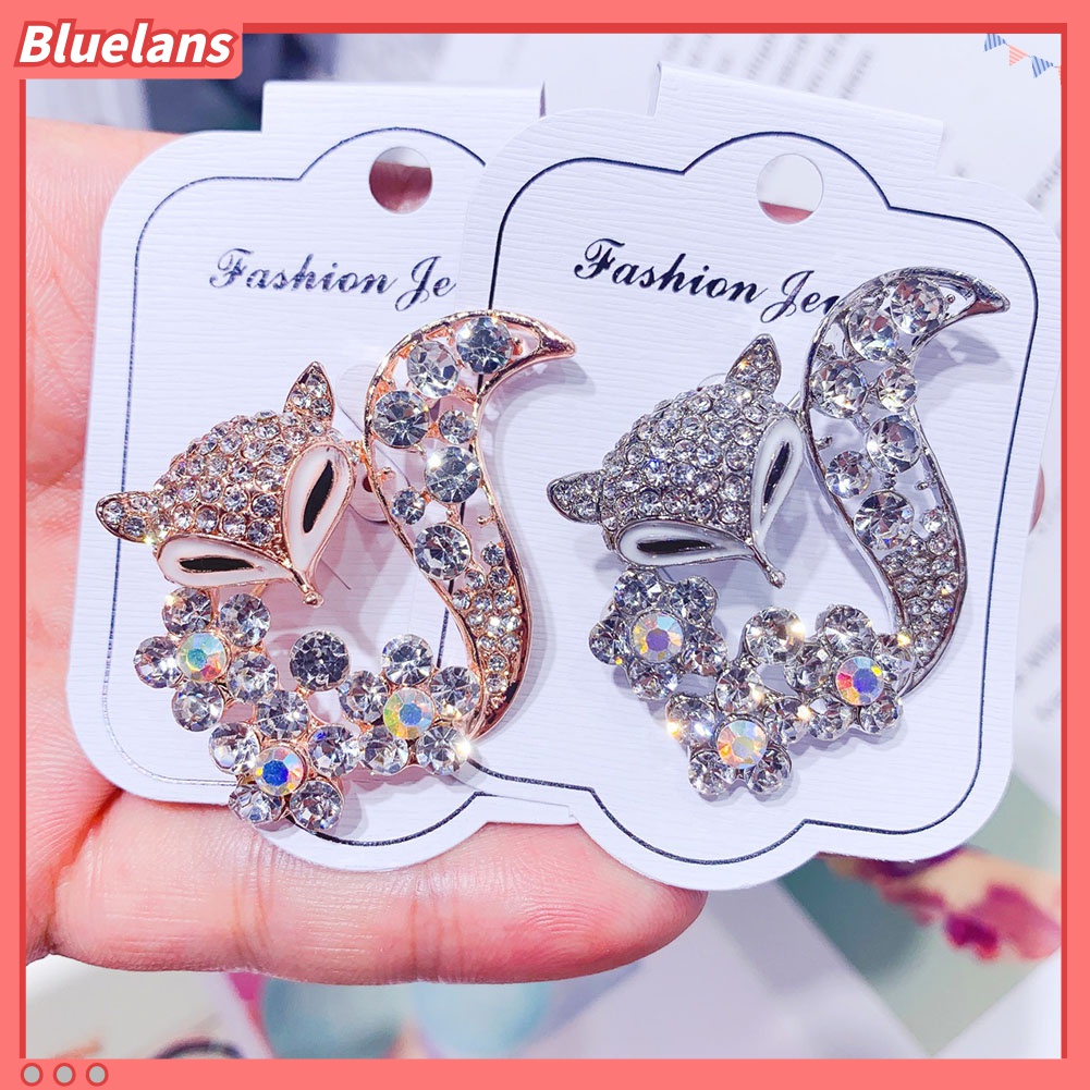 Bros Pin Bentuk Rubah Butterfly Kelinci Aksen Berlian Imitasi Untuk Wanita