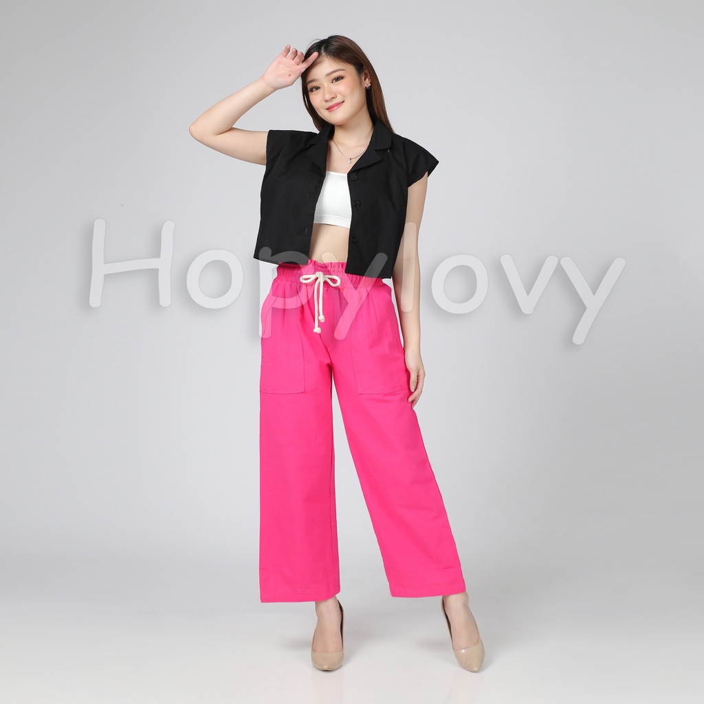 HOPYLOVY - Celana Kulot Wanita Terbaru Kekinian Bahan Katun Linen  / Bawahan Wanita / Kulot Orla