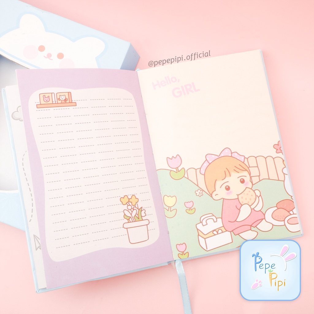 Diary Hardbox Gembok Boba Squishy Dalam Full Color Note Book Dengan Kunci Gembok Tebal note