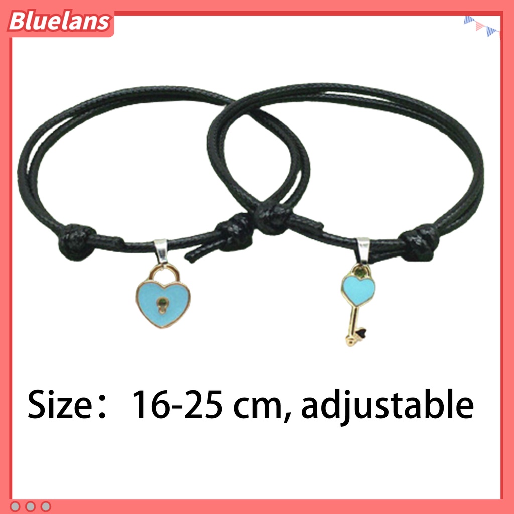Bluelans 1pc Gelang Rantai Liontin Kunci Hati Untuk Pasangan