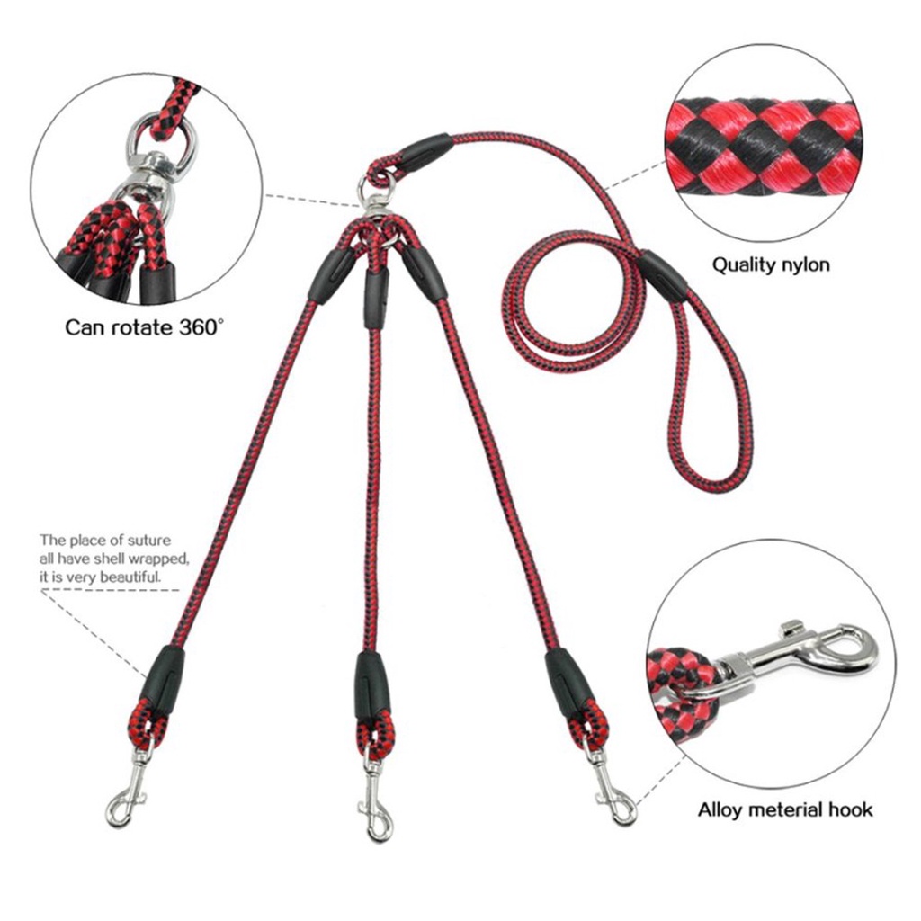 Tali Tuntun Hewan Anjing Kucing / Triple Pet Leash Dog Cat  3 in 1