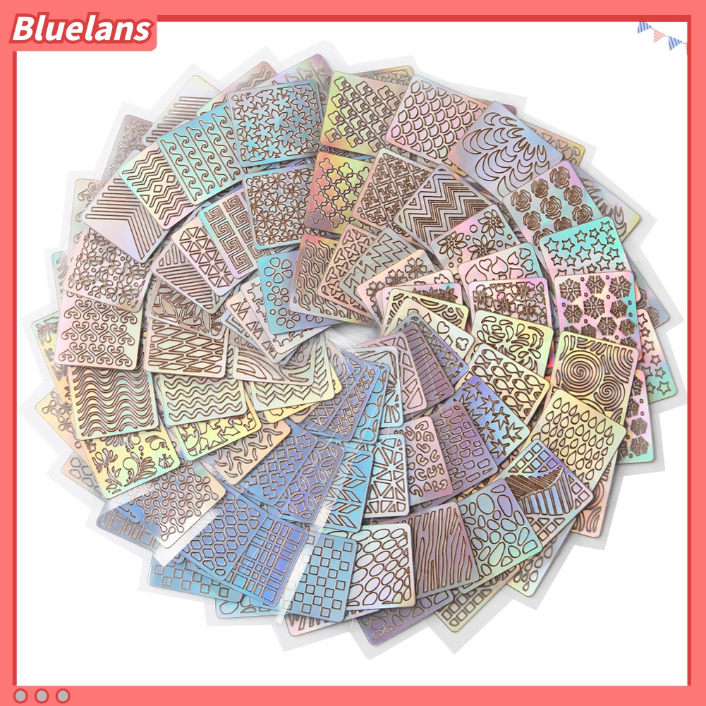 (In Stock) Kacamata Hitam Lensa Warna Warni ♡12 Lembar Cetakan Stempel Kuku Motif Garis Gelombang Hollow Untuk Manicure