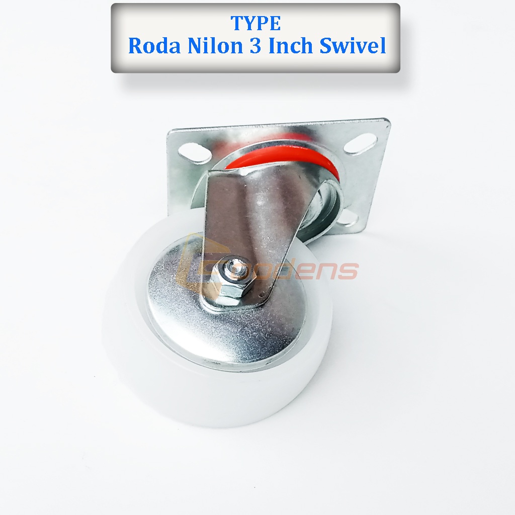 Roda Nilon 3 Inch Hidup Roda Caster Roda Gepeng