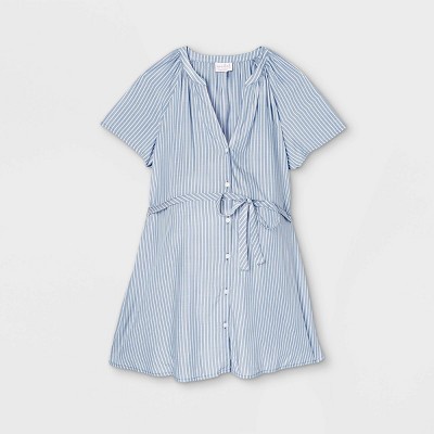 Isabel Stripped Shirt Dress Short Sleeve | Dress Formal Wanita Lengan Pendek