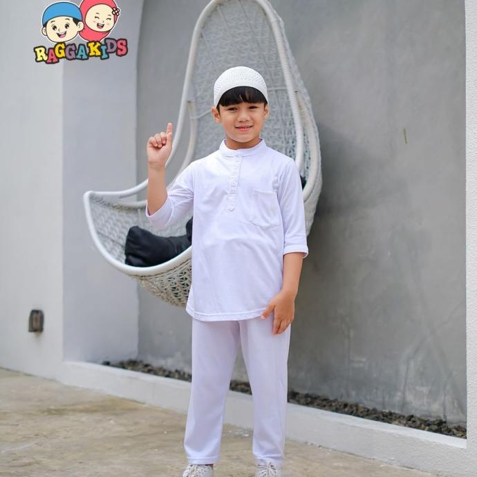 KAOS KOKO KURTA PUTIH ANAK LAKI-LAKI RAGGAKIDS | BAJU KOKO PUTIH