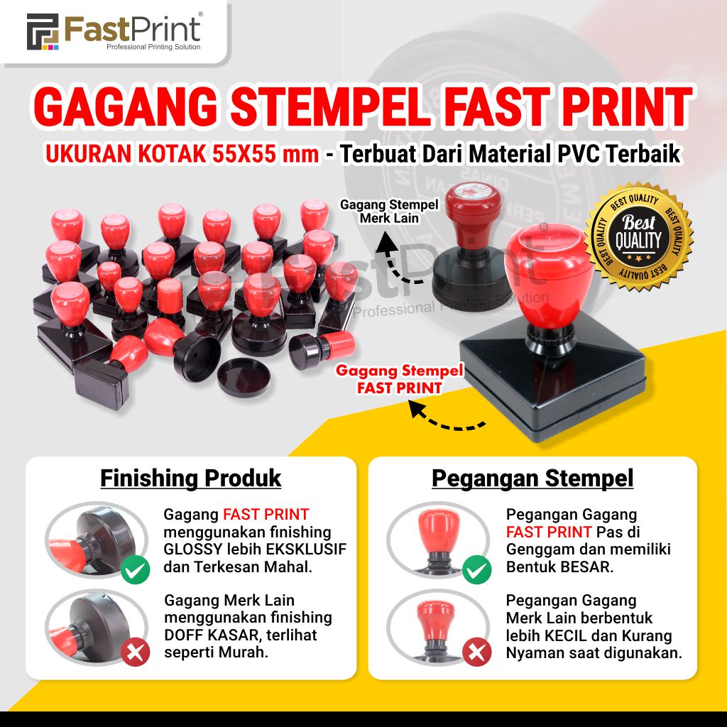 

55X55 - Gagang Stempel Flash Kotak Ukuran 55X55MM