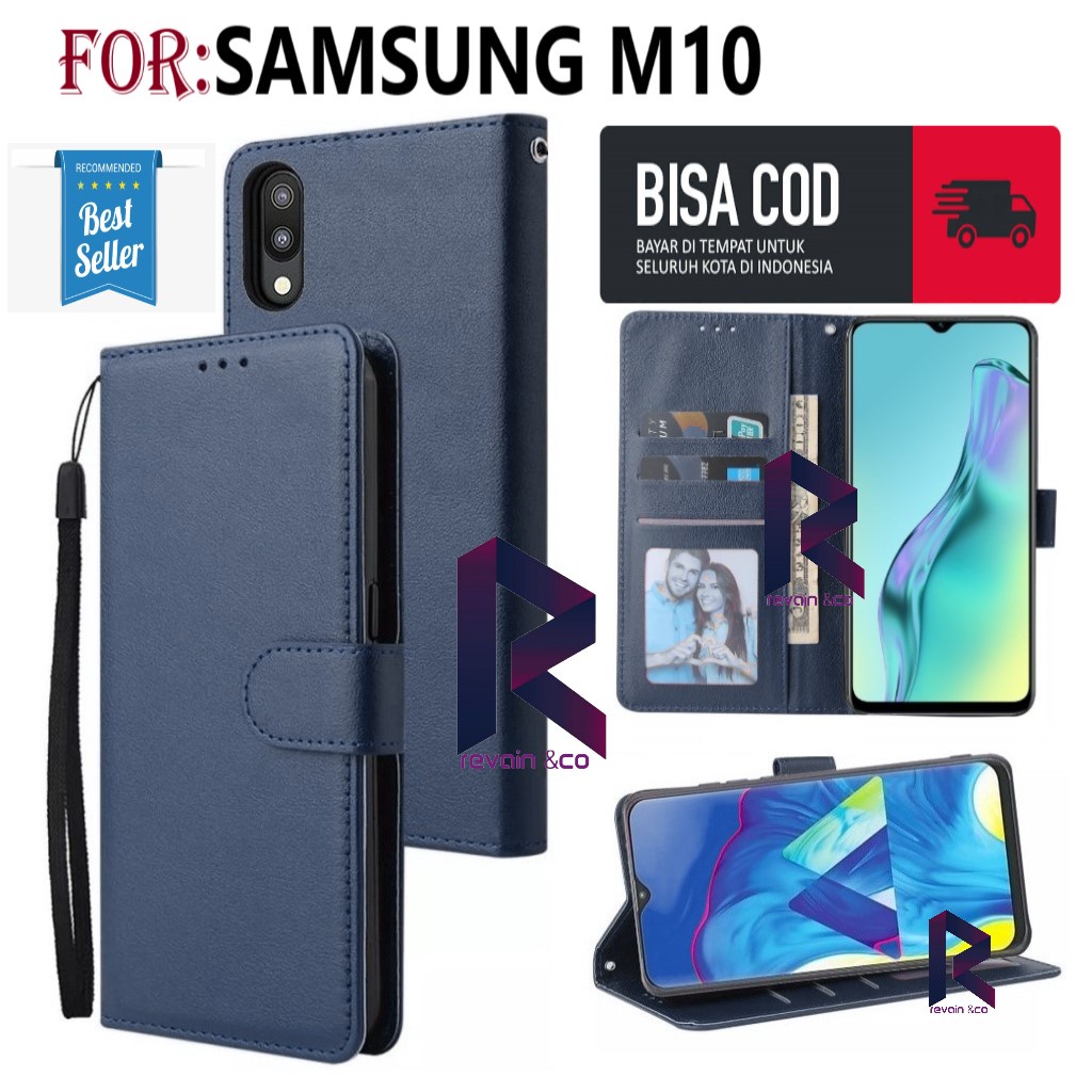 FLIP COVER SAMSUNG M10 FLIP WALLET LEATHER KULIT PREMIUM SARUNG BUKA TUTUP KESING HP FLIP CASE SAMSUNG M10