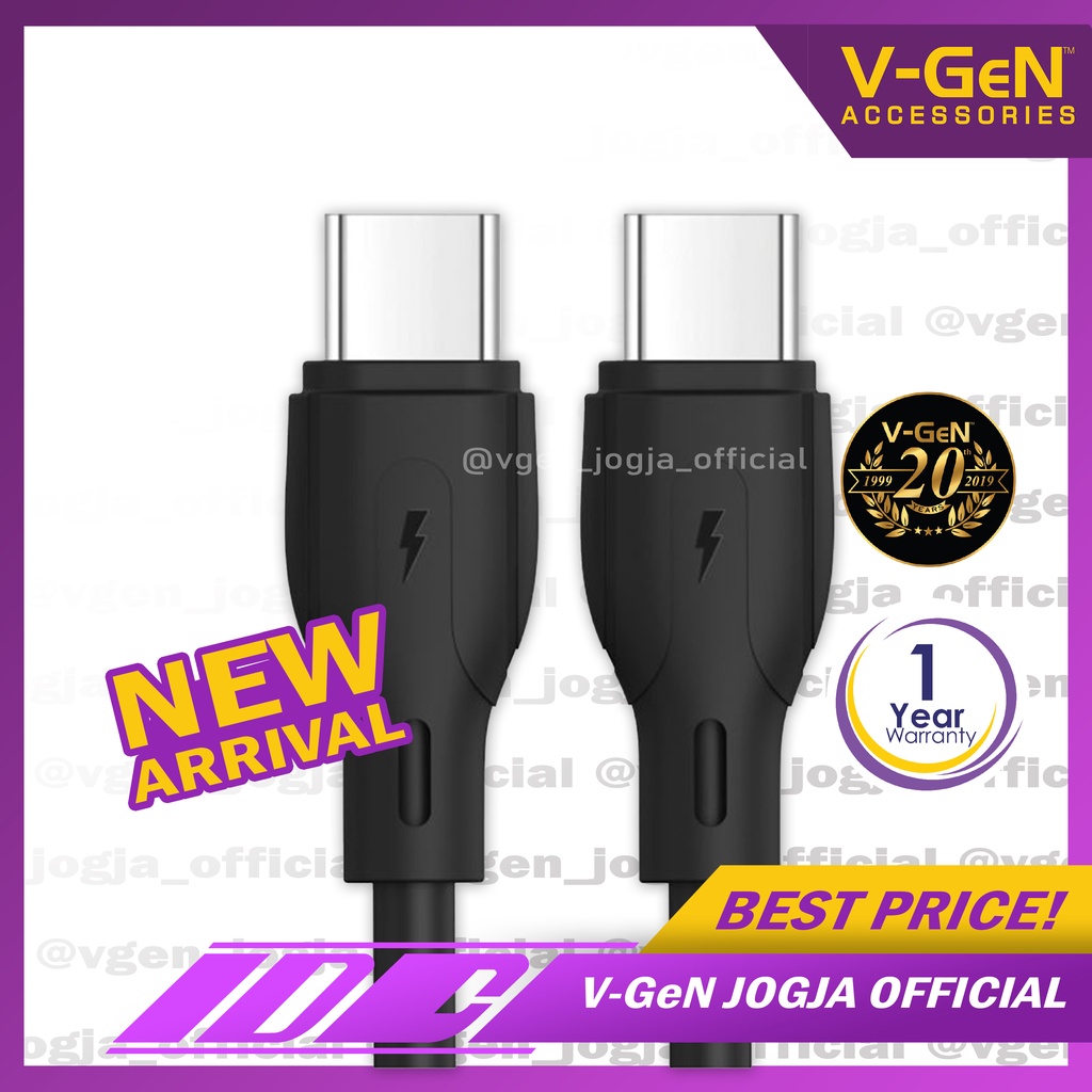 Kabel Type C to Type C V-GeN VGC-08 3.1A QC4.0 PD60W Fast Charging 2 M