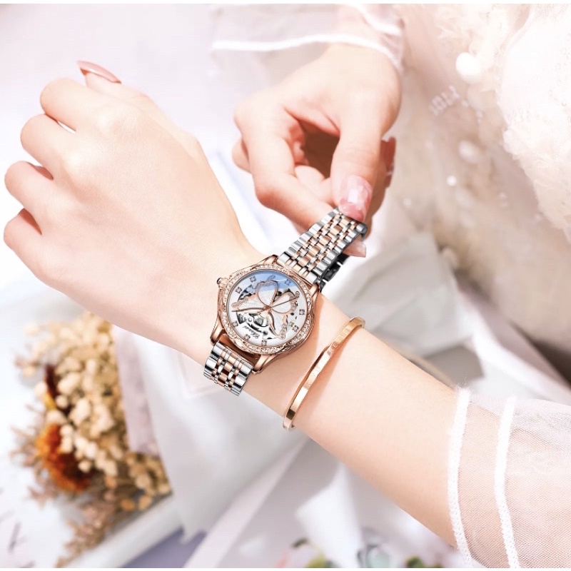 Jam Tangan Wanita Automatic Mechanical Diamond Butterfly Luxury Chenxi