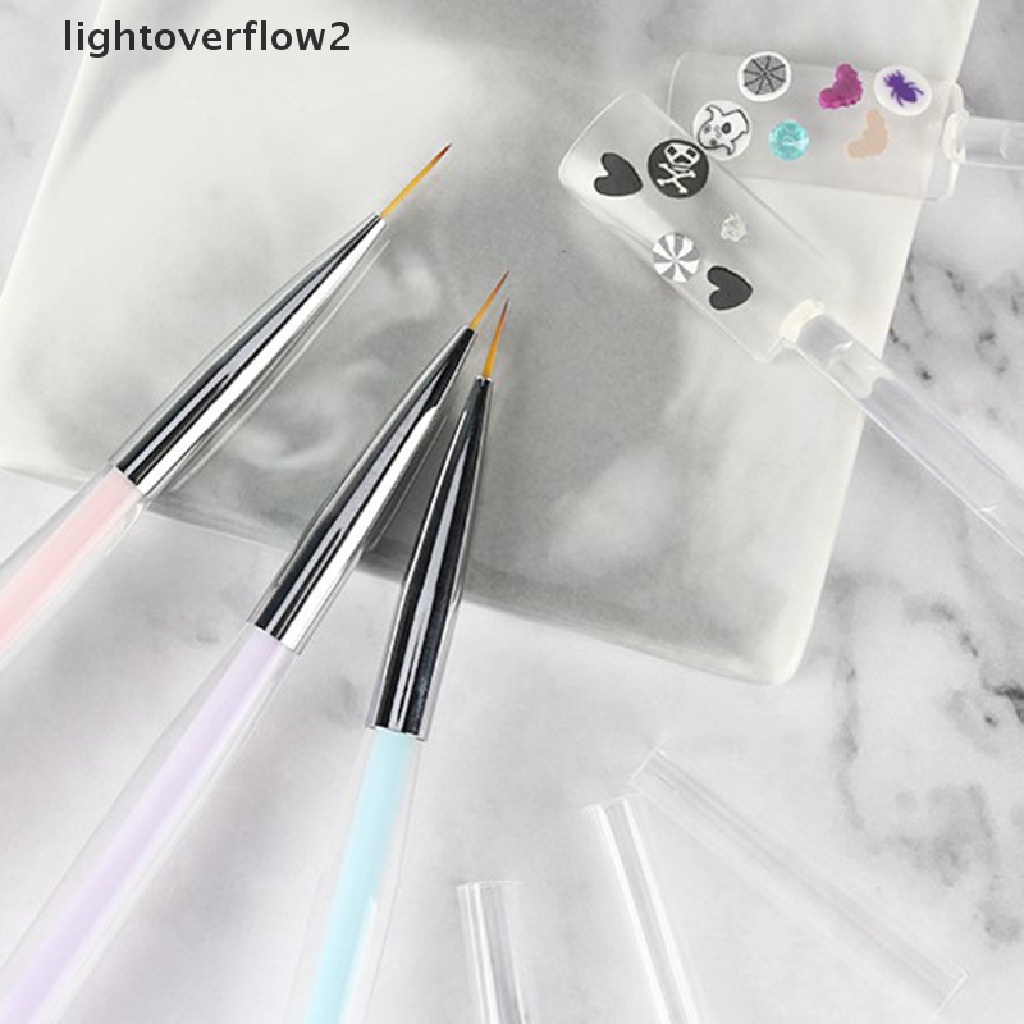 (lightoverflow2) Aurora 3Pcs / Set Pen Ukir Bunga Translucent Untuk Nail Art (ID)