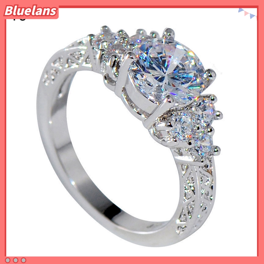 Bluelans Luxury Cubic Zirconia Inlaid Women Engagement Wedding Party Ring Jewelry Gift