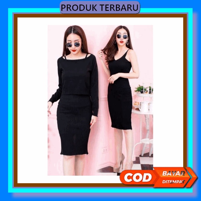 Dress Korean Style Wanita Terbaru Dress Korea Party Casual Dress Midi Dress Remaja Baju Pesta Natal 