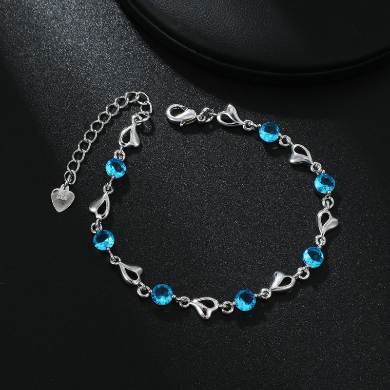 Gelang 925 Sterling Silver Aksen Zirconia Putih Untuk Wanita