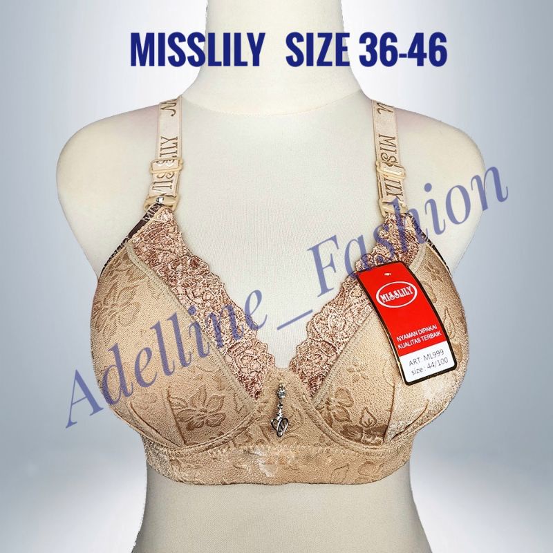 BRA/BH MISSLILY art. 999 CUP B Motif Emboss Fancy Kait 3 Tanpa Kawat import BRA/BH ELEGAN SANGAT MEWAH BAHAN PREMIUM  HARGA PROMO!!!