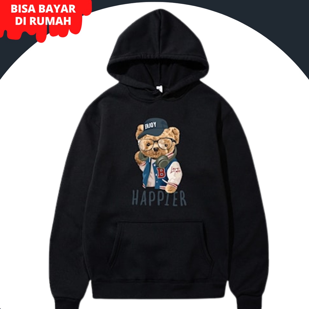 hoodie remaja laki laki sweater laki laki hoodie wanita remaja hoodie cwok  ( Hoodie Bear Happier