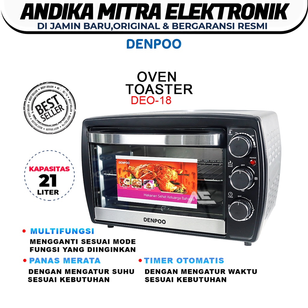 Oven Toaster Deo 18 Kapasitas 21 Liter 5 in 1 Terbaru dan Hemat Listrik