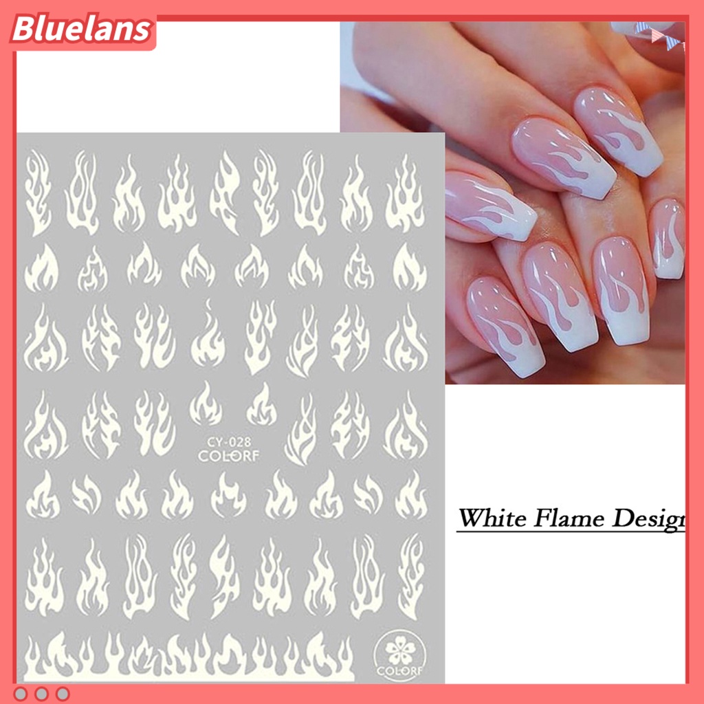 Bluelans Stiker Kuku Efek Fluorescent Glow In The Dark Motif Kupu-Kupu / Bintang Untuk Manicure