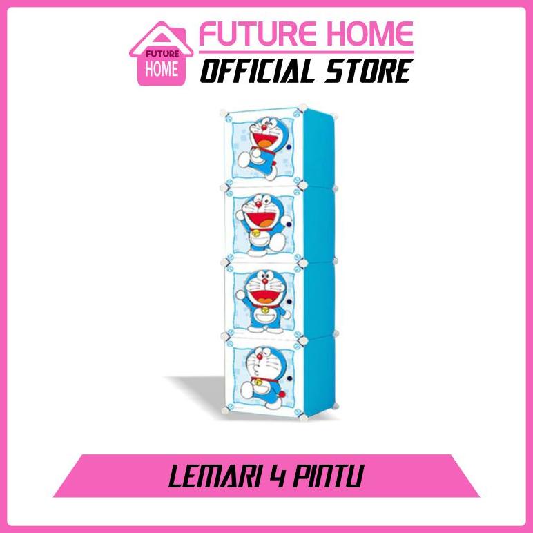 LEMARI PAKAIAN PLASTIK PORTABLE 4 PINTU LEMARI SERBAGUNA LEMARI HEMAT TEMPAT LEMARI MULTIFUNGSI TERM