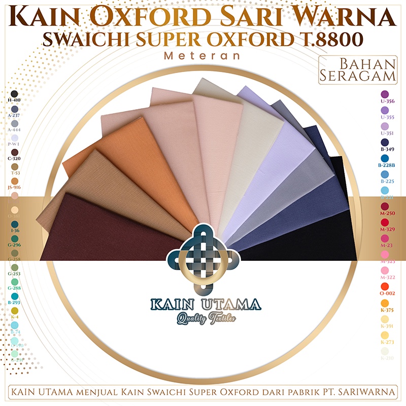 Kain Utama Kain Oxford Sari Warna Sariwarna Swaichi Lebar 115 cm Eceran Meteran