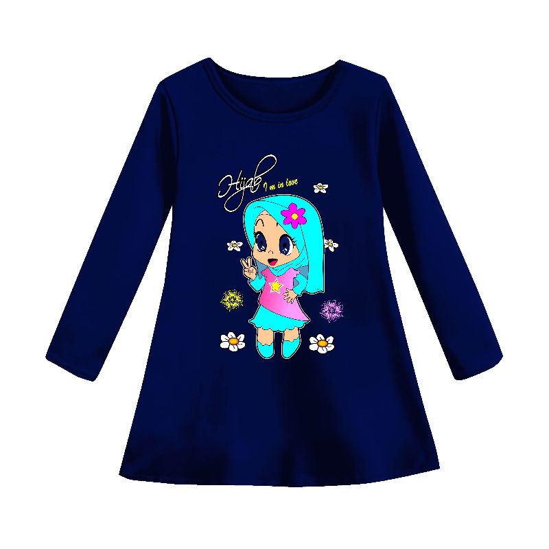 tunik anak perempuan/motif muslim/kaos dres anak umur 3-12 tahun