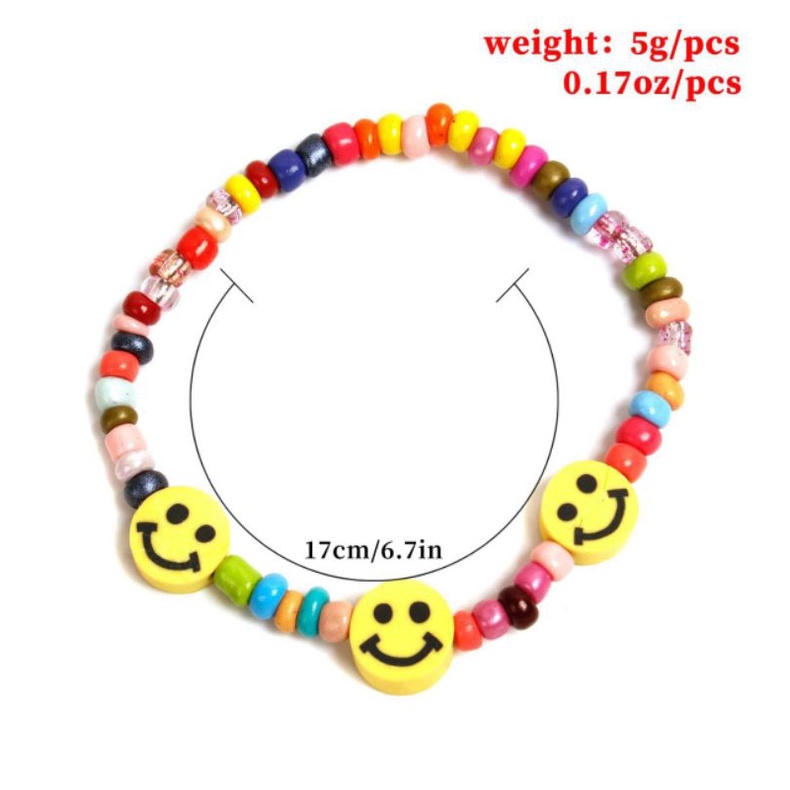 Gelang Manik Wanita Rainbow Smile Mix Beads Warna Campur Pelangi Bohemian Fancy