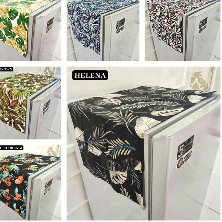 "YEM.18Oc22м" Tutup Kulkas Set Bahan Kanvas Aneka Motif | Taplak Kulkas 1 dan 2 Pintu | Taplak Kulka