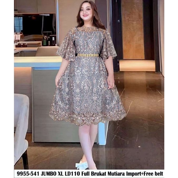 Dress jumboBahan brukat mutiara+tile importL