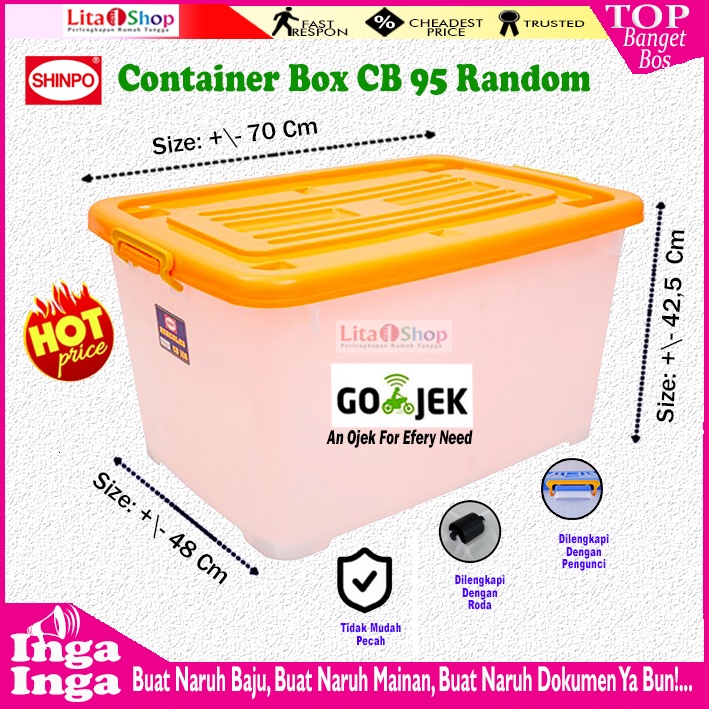 CONTAINER MAX BOX SHINPO 114 PLASTIK CB 95 LITER DENGAN RODA