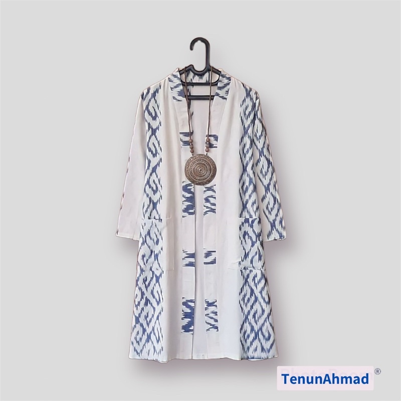 BAJU TENUN KARDIGAN PANJANG WANITA | OUTER LONG CARDIGAN MODERN | BAJU KANTOR KARDIGAN