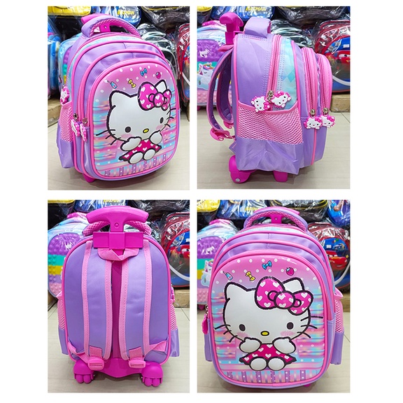 Tas DORONG Trolley Anak Sekolah TK / Play Group / PAUD GAMBAR KUDA PONY dan PUTRI SALJU Luwi Garis V 12inch TIMBUL GLOSSY/ EMBOS 3 RESLETING IMPORT ( Kumbang 12&quot; )
