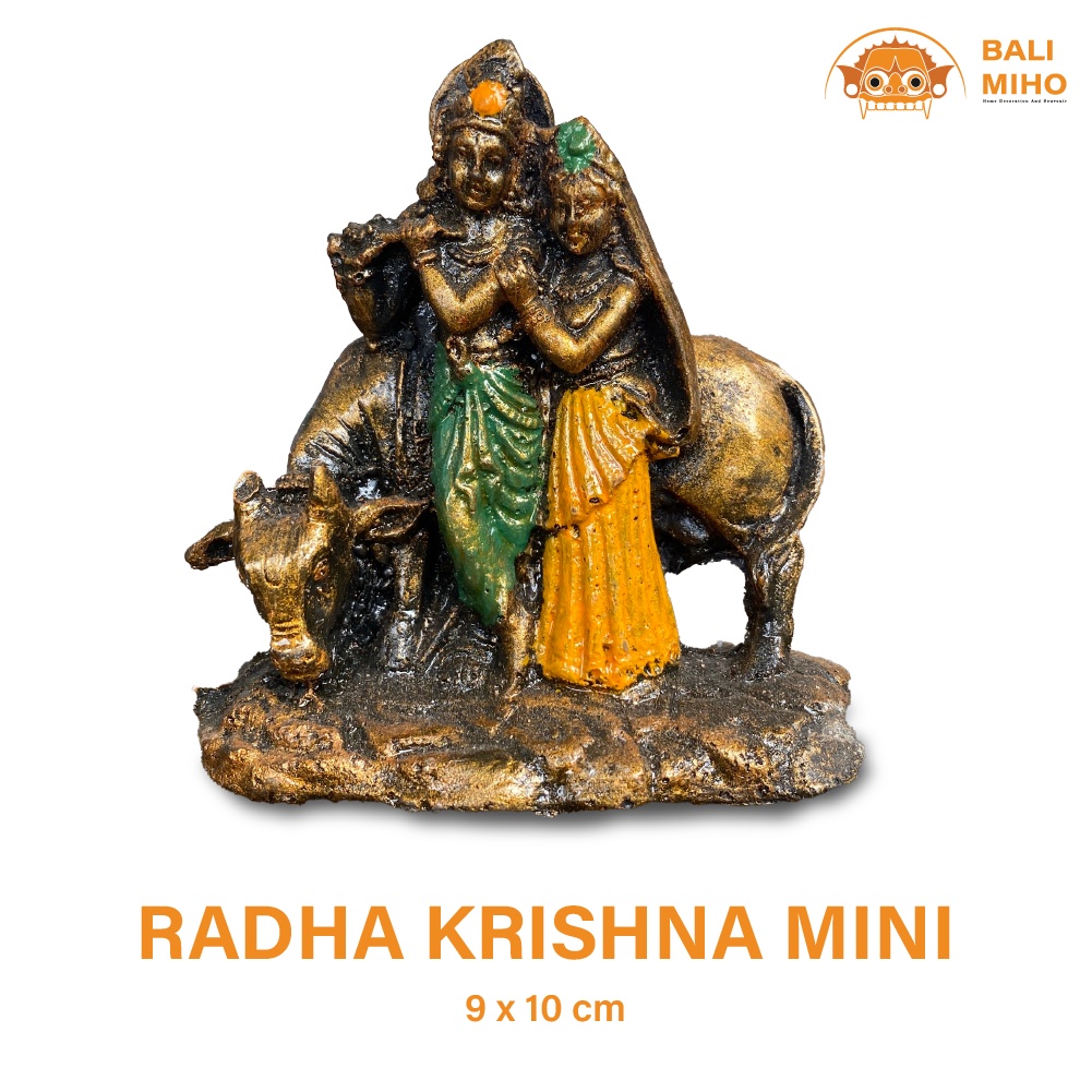 Patung Radha Krisna Mini Mengembala Tinggi 10 cm - Patung Rada Krisna - Patung Dewa Krishna - Krishn