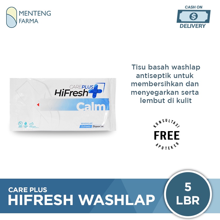 Care Plus HiFresh Calm Washlap Isi 5 Sheets - Tisu Basah Washlap Badan