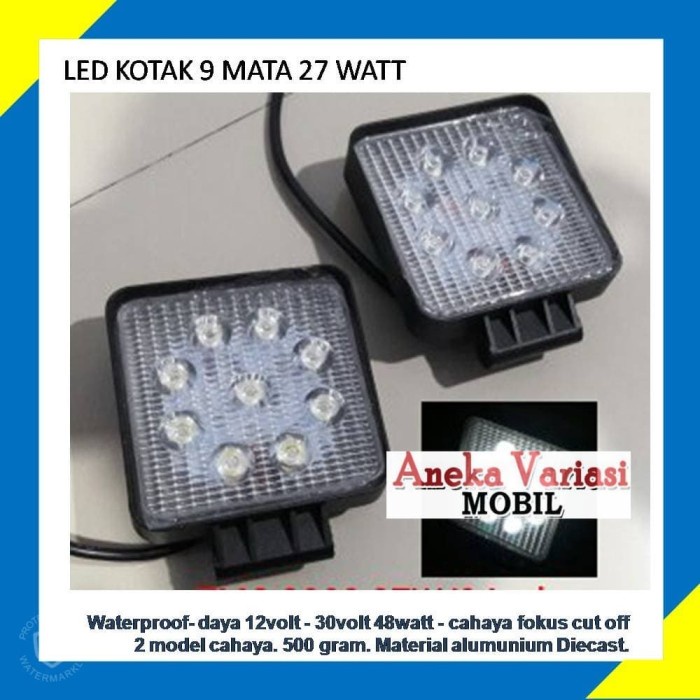 LAMPU SOROT LAMPU TEMBAK LED KOTAK 9 MATA 27 WATT TEBAL 5,5 CM - Kuning
