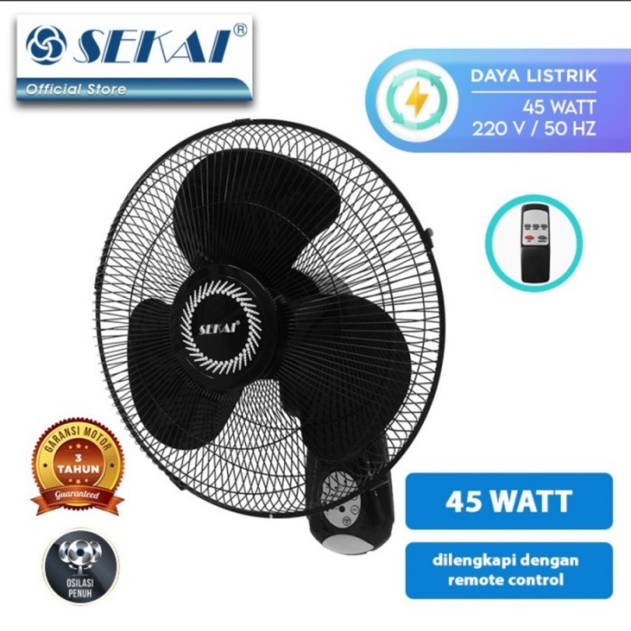 SEKAI Kipas Angin Tembok Dinding Wall Fan 16 Inch Remot WFN 1628 WFN1628 WFN 1628 RC WFN-1628 RC