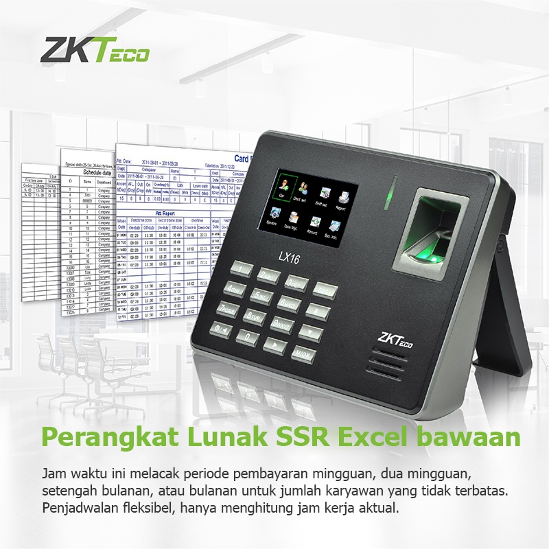 ZKTeco Mesin Absen LX16 Fingerprint Mesin Absensi Sidik Jari Bahasa Indonesia Penempatan Mesin Di Meja/Di Dinding