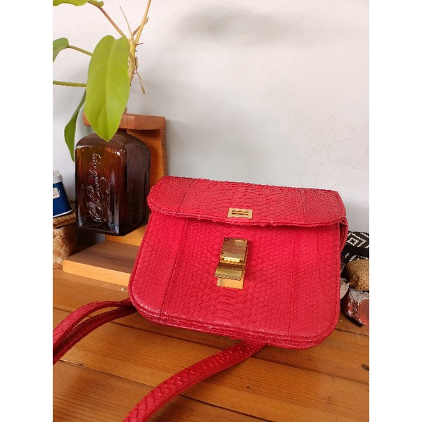 Preloved   tas kulit ular asli