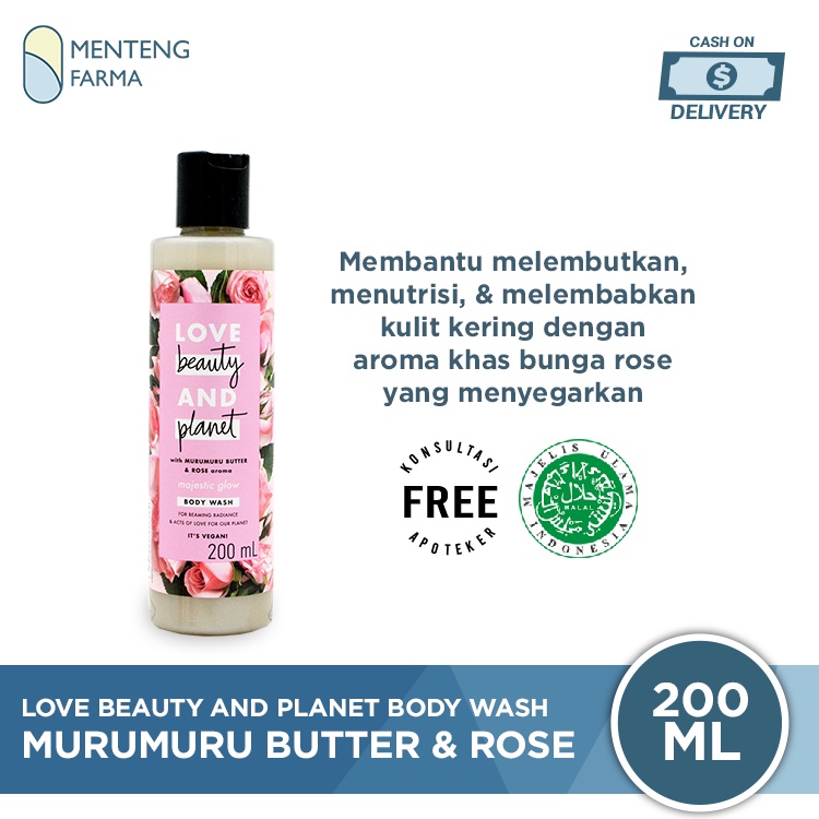 Love Beauty and Planet Body Wash Murumuru Butter &amp; Rose 200 mL - Vegan Soap Untuk Kulit Lembab