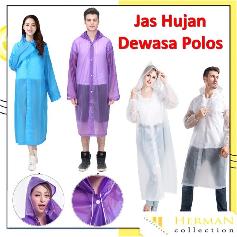 Jas Hujan Terusan Eva Dewasa Polos GRC MJ1128 GR1128 - Mantel Hujan Terusan Import Keren Kekinian