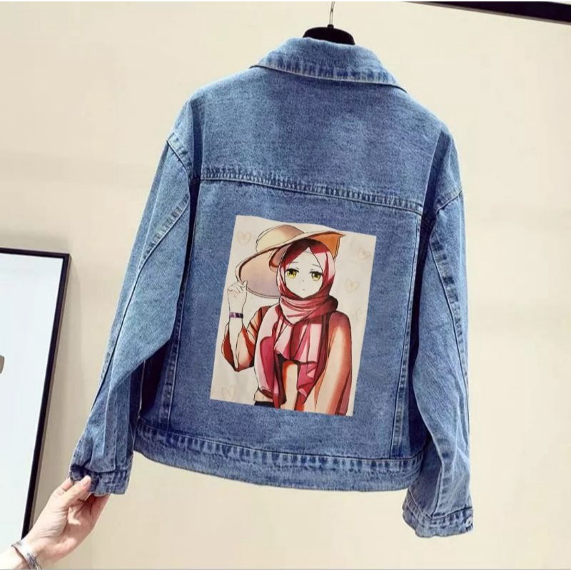 JAKET JEANS WANITA APLIKASI PRESS