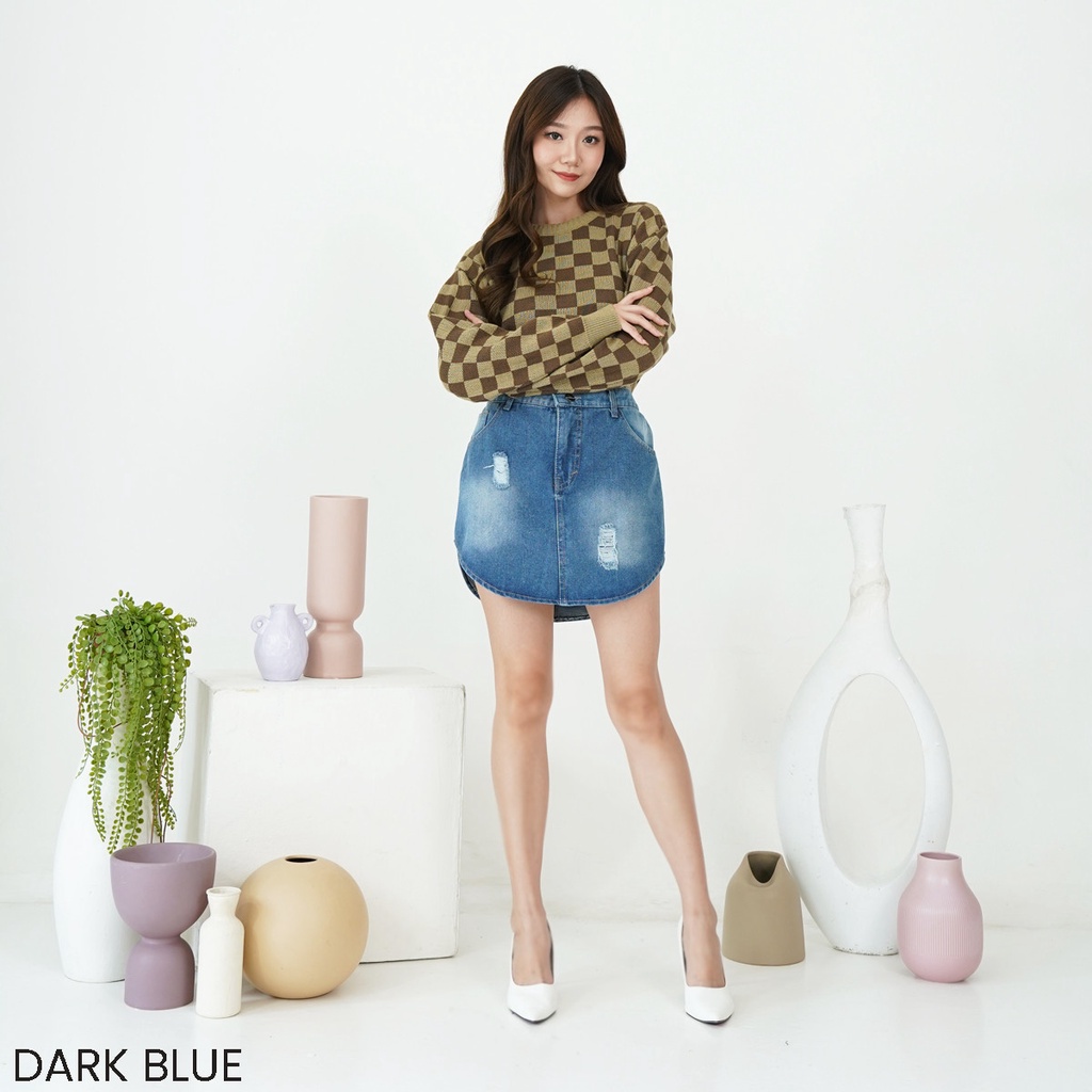 Mini Skort Denim Celana Rok Wanita