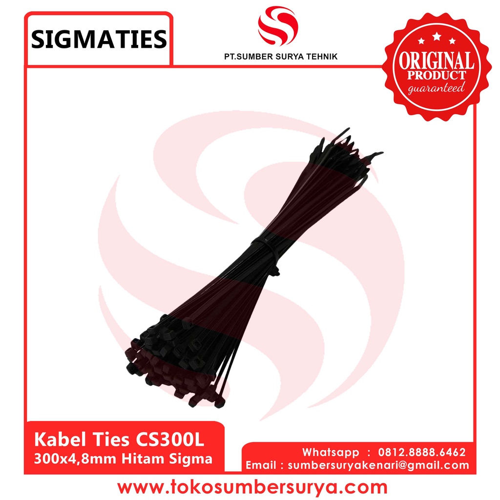 Kabel Ties CS-300L Hitam 300x4,8 mm Sigma