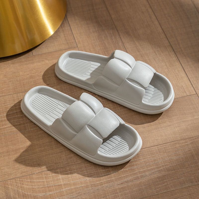 Dejavu Sendal Wanita Terbaru Jelly Karet Sandal Slop Flat Rumahan Empuk Elastis Sendal Anti Slip HSN109-101 Abu