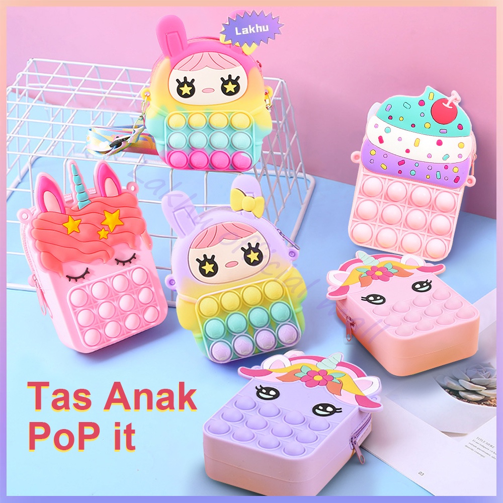 Lakhu tas anak pop it unicorn import lucu tas pop it anak perempuan