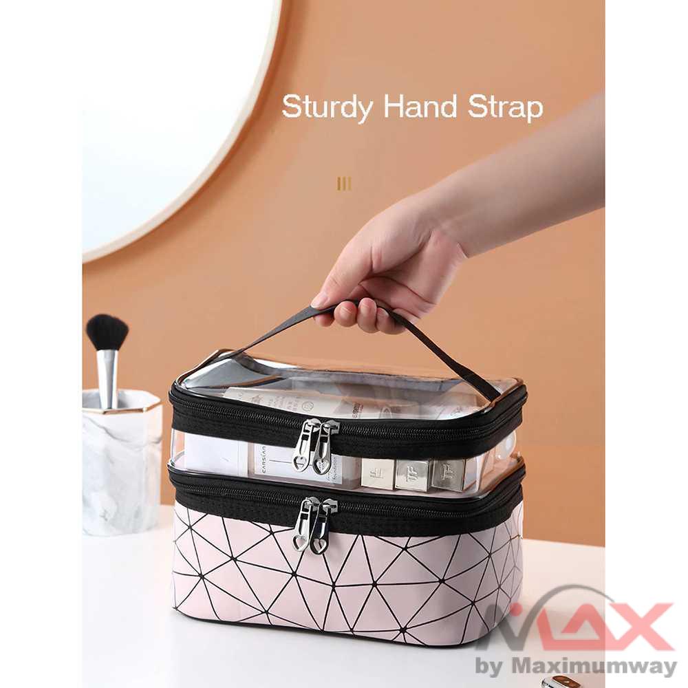 QEHIIE Tas Kosmetik Make Up Organizer rias kosmetik wanita cantik portable penyimpanan box kotak Travel Wanita New Multifunction Travel Clear Makeup Bag Big Capacity Travel Makeup Organizer Waterproof Toiletry Beauty Storage Make Up Cases