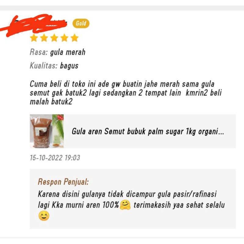 

RB22 Gula aren Semut bubuk palm sugar 1kg organik murni tanpa campuran