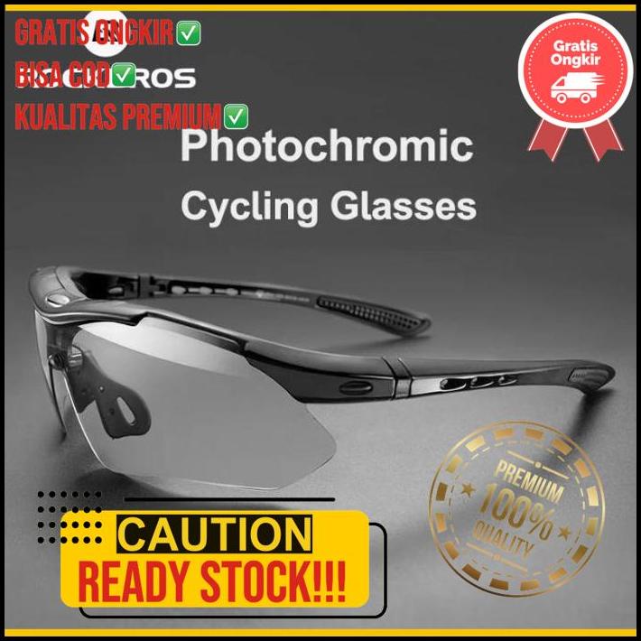 Rockbros 10140 Kacamata Sepeda Photochromic Myopia Frame Anti Uv